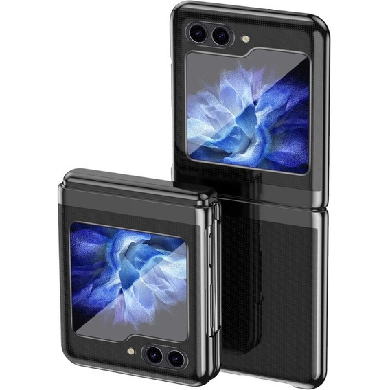 Husă pentru Samsung Galaxy Z Flip7 FE / Z Flip6, PC Case, transparent / negru