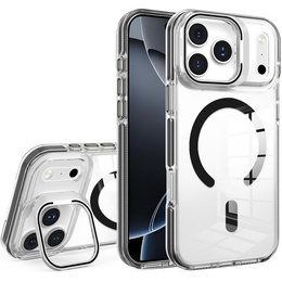 Husă pentru iPhone 17 Pro Max, pentru MagSafe, cu suport, transparentă cu inserții negre