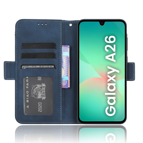 Cu clapetă pentru Samsung Galaxy A26, Card Slot, albastru închis