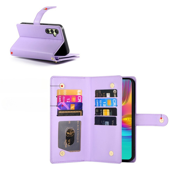 Cu clapetă pentru Samsung Galaxy A36 5G, Wallet Zipper Pocket, violet