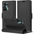 Husă pentru Oppo Reno 11F, ERBORD Glossy Litchi, portofel cu clapetă, negru