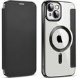 Cu clapetă pentru iPhone 13, RFID Wallet MagSafe CamShield, negru