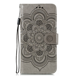 Cu clapetă pentru Xiaomi Redmi Note 9s/ 9 Pro, Mandala Flower, gri