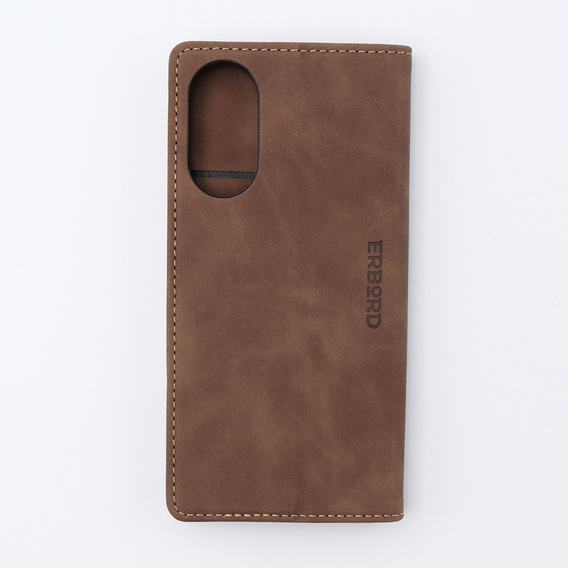 Husă pentru Oppo A78 4G, ERBORD Vintage, portofel cu clapetă, cafea