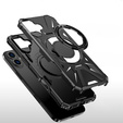 Carcasă pentru iPhone 16, blindată cu suport și placă pentru mâner, negru