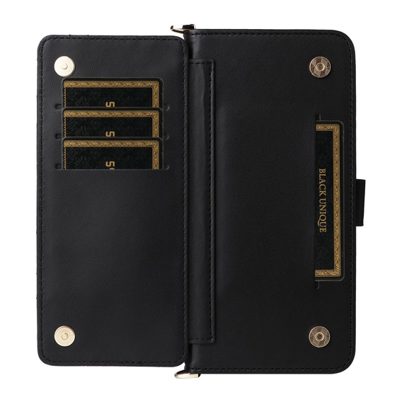 Carcasă cu clapetă pentru Oppo Reno 13F 5G, Crossbody Leather Wallet, negru