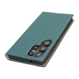 Cu clapetă pentru Samsung Galaxy S25 Ultra, Litchi Skin Grain, albastru
