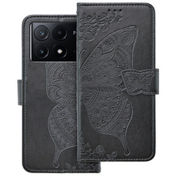 Cu clapetă pentru Xiaomi Poco X6 Pro 5G, Butterfly, violet