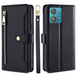 Cu clapetă pentru Motorola Edge 40 Neo, Wallet Zipper Pocket, negru