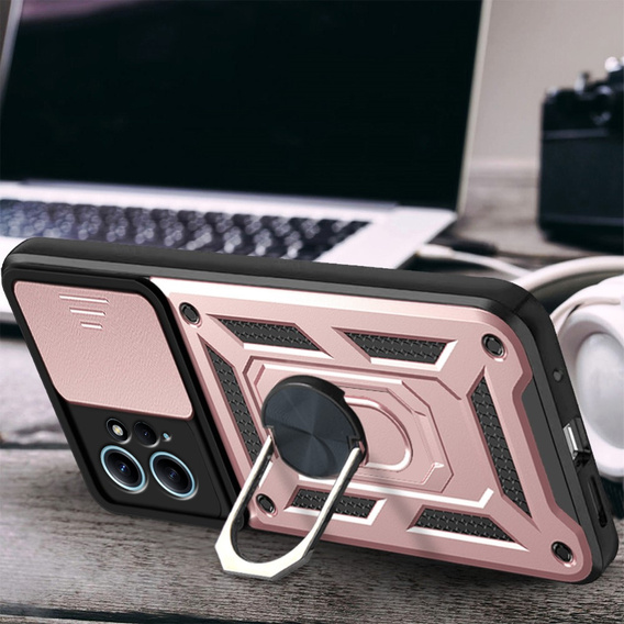 Husă blindată pentru Xiaomi Redmi Note 12 4G, CamShield Slide, roz rose gold