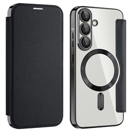 Husă cu clapetă pentru Samsung Galaxy A17 5G, RFID Wallet, pentru MagSafe, transparent/negru