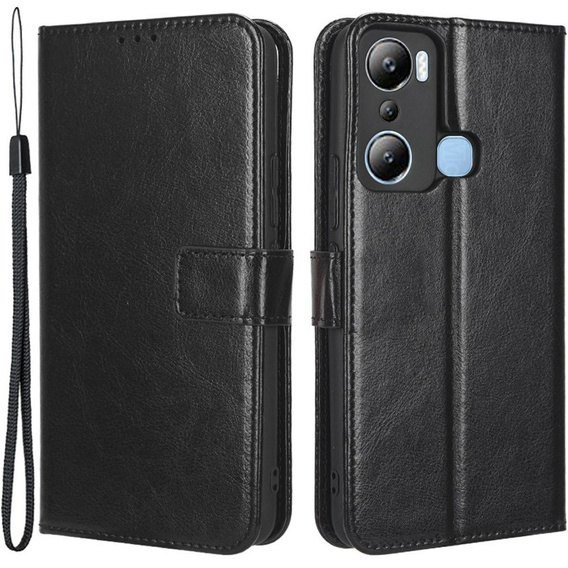 Cu clapetă pentru Infinix Hot 20i, Crazy Horse Wallet, negru