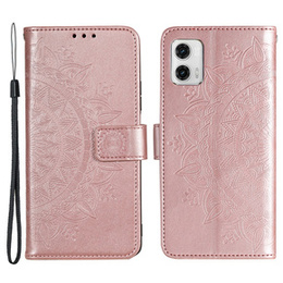 Cu clapetă pentru Motorola Moto G73 5G, Mandala Flower, roz rose gold
