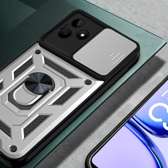 Husă blindată pentru Realme C53 4G, CamShield Slide, de argint