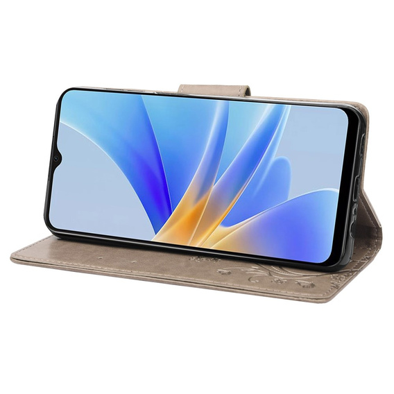 Cu clapetă pentru Oppo A17, Butterfly, gri