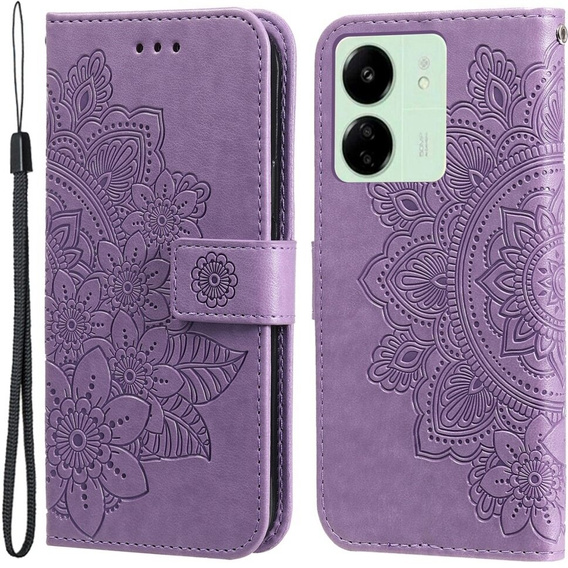 Cu clapetă pentru Xiaomi Redmi 13C / Poco C65, Mandala Flower, violet