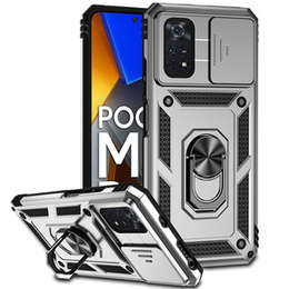 Husă blindată pentru Xiaomi Poco M4 Pro 4G, CamShield Slide, de argint