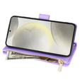 Husă cu clapetă pentru Samsung Galaxy S25 Edge, Rhombus Crossbody Leather, violet