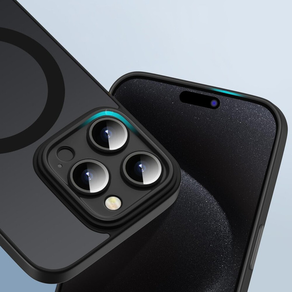 Husă pentru iPhone 16 Pro, pentru MagSafe, ERBORD Matt Case, negru + sticlă pentru ecran