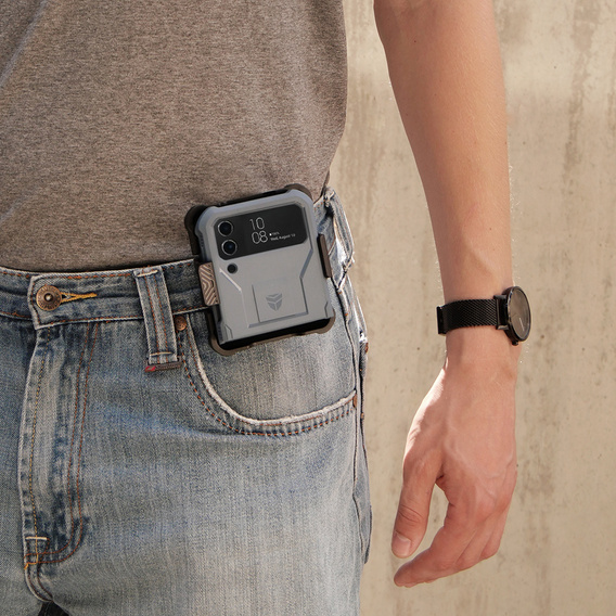 Husă blindată pentru Samsung Galaxy Z Flip 4 5G, Dexnor Clip Holder, albastru marin