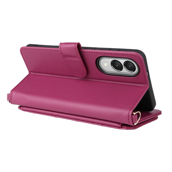 Carcasă cu clapetă pentru Samsung Galaxy S25 Edge, Crossbody Leather Wallet, maroon