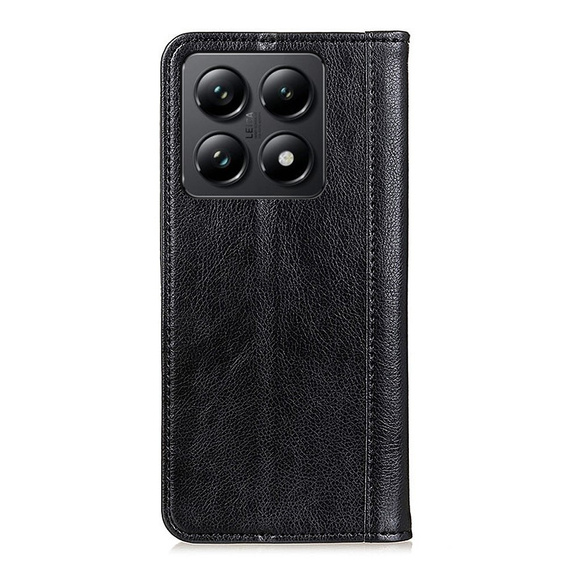 Huse pentru Xiaomi 14T Pro, Wallet Litchi Leather, negru