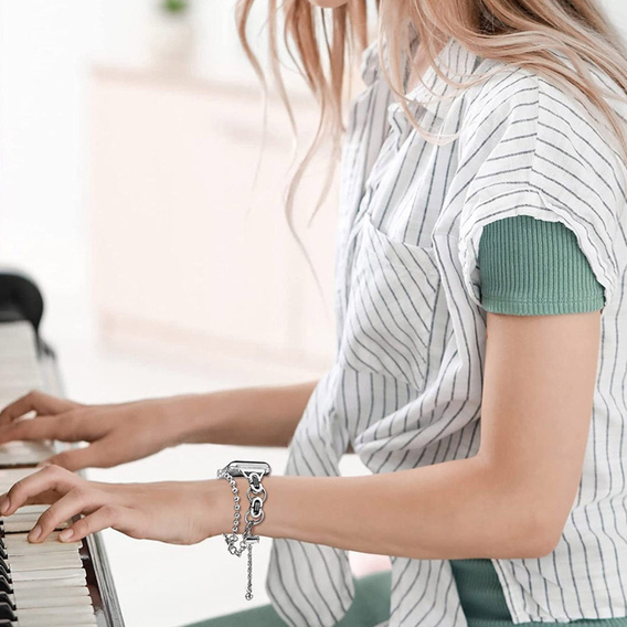 Brățară pentru femei pentru Apple Watch 1/2/3/4/5/6/7/8/9/SE 38/40/41mm, argint / negru