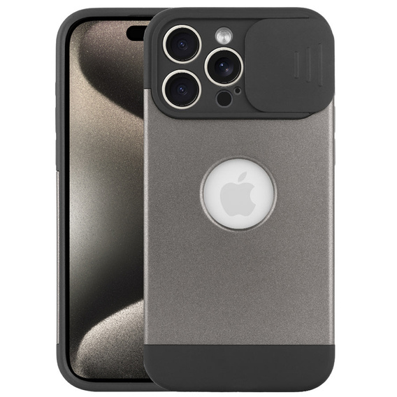 Huse pentru iPhone 15 Pro, ERBORD MagProtect Slide Camera, gri titan