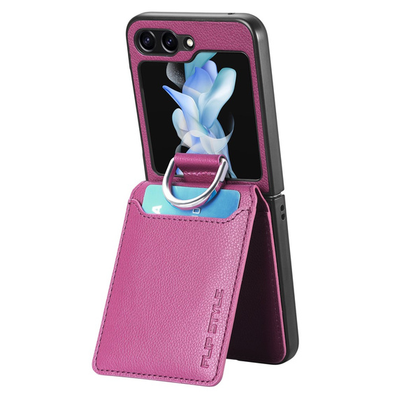 Carcasă pentru Samsung Galaxy Z Flip7 FE / Z Flip6, Card Slot Ring Case, violet