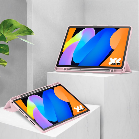 Husă pentru Lenovo Idea Tab 11" / Tab K11 11" (2 gen.), cu spate transparent și suport pentru stylus, roz