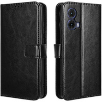 Cu clapetă pentru Motorola Moto G85, Crazy Horse Wallet, negru