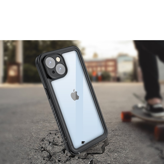 Husă impermeabilă IP68 pentru iPhone 15, Redpepper, negru