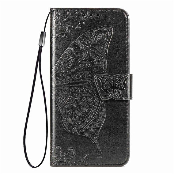 Cu clapetă pentru Nokia C21 Plus, Butterfly, negru