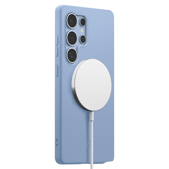 Carcasă Spigen pentru Samsung Galaxy S25 Ultra, Silicone Fit Mag, albastru + sticlă călită
