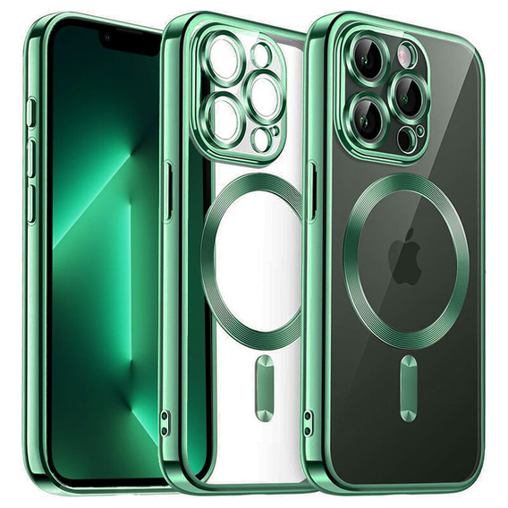 Husă pentru iPhone 13 Pro, Electro MagSafe, verde + Sticlă pentru ecran