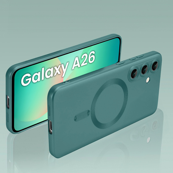 Carcasă pentru Samsung Galaxy A26, ColorMag, pentru MagSafe, verde + sticlă călită 9H