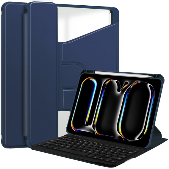 Husă pentru tastatură pentru iPad Pro 11" 2024 (5 gen.), Rotary 360° Leather, albastru închis