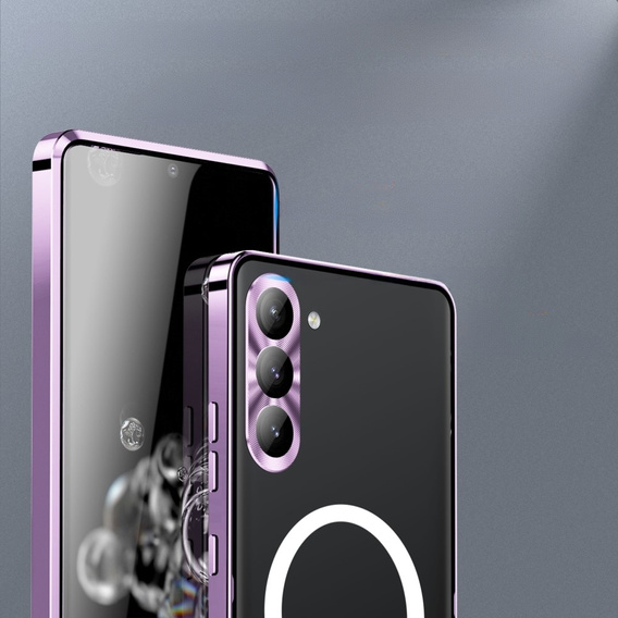 Carcasă de protecție pentru camera foto pentru Samsung Galaxy S23, CamShield MagSafe, transparent / violet