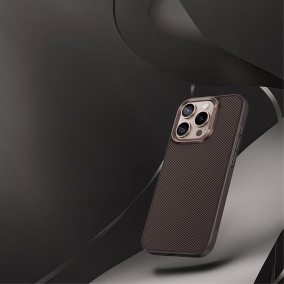 Carcasa BENKS Kevlar pentru iPhone 16 Pro Max, pentru MagSafe, Carbon Fiber, maro