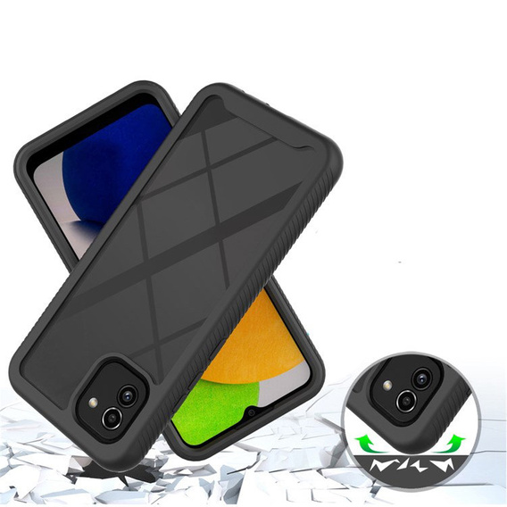 Carcasă pentru Samsung Galaxy A03, Shockproof, cu folie, negru