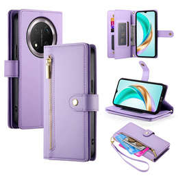 Cu clapetă pentru Honor Magic 7 Lite, Wallet Zipper Pocket, violet