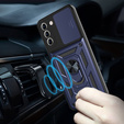 Husă blindată pentru Samsung Galaxy S21 FE, CamShield Slide, albastru închis