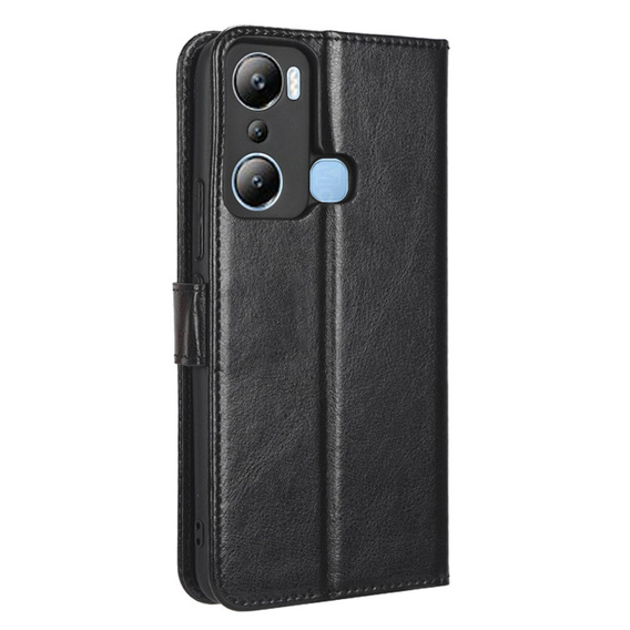 Cu clapetă pentru Infinix Hot 20i, Crazy Horse Wallet, negru