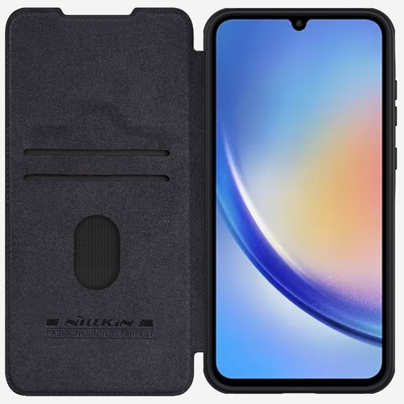 NILLKIN flip case NILLKIN pentru Samsung Galaxy A55, CamShield Qin Pro, piele, negru