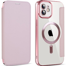 Cu clapetă pentru iPhone 11, RFID Wallet MagSafe CamShield, roz rose gold