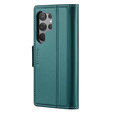 Husă pentru Samsung Galaxy S25 Ultra, ERBORD Glossy Litchi, portofel cu clapetă, verde