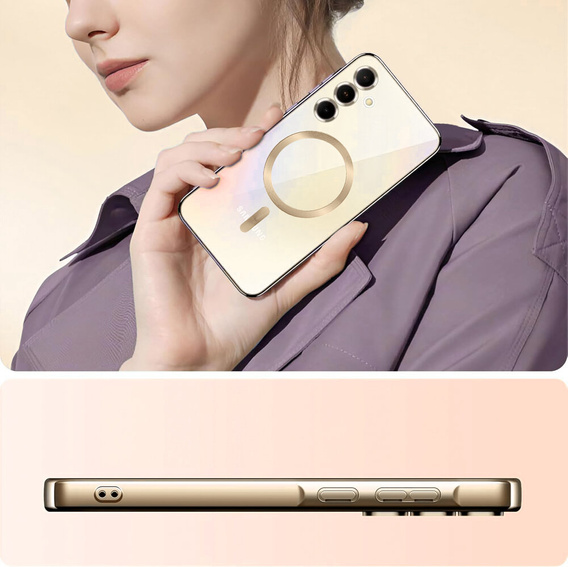 Husă pentru Samsung Galaxy A55 5G, Electro MagSafe, de aur + Sticlă pentru ecran