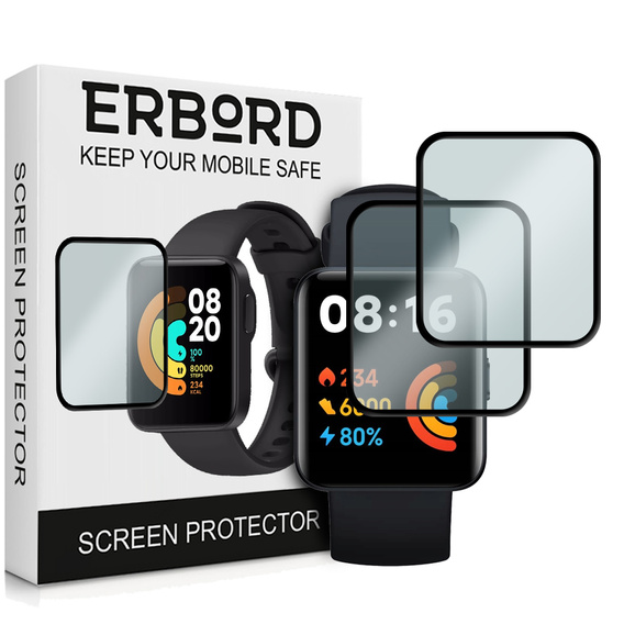 2x ERBORD Hybrid Glass pentru Xiaomi Redmi Watch 2 Lite