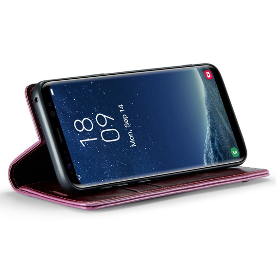Carcasă flip CASEME pentru Samsung Galaxy S8, Waxy Textured, roșu