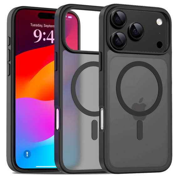 Carcasă Matt pentru iPhone 17 Pro Max, pentru MagSafe, negru translucid